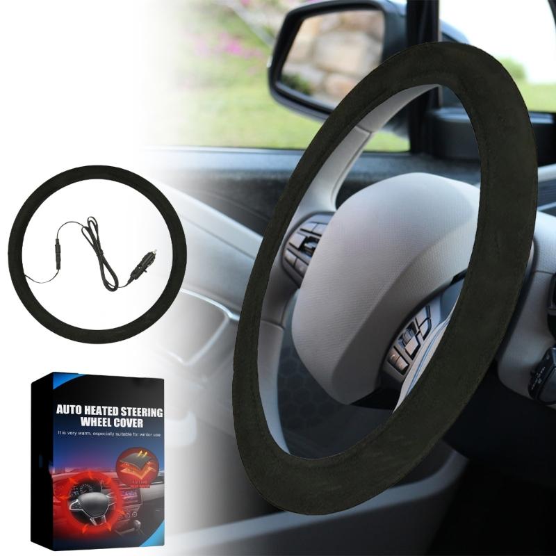 Quick Heated Steering Wheel Cover Rapid Heating Up Thermal Protection Universal for 14.5-15.5" Diameter Automobile