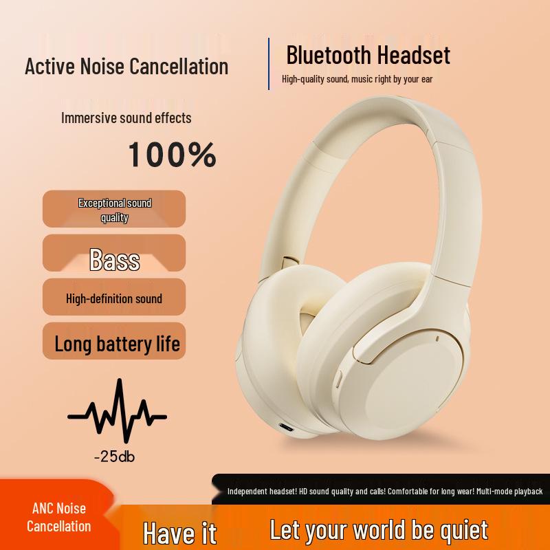 ANC Wireless Over-Ear Bluetooth Headphones with Heavy Bass and Active Noise Cancelling for Sports and Gaming