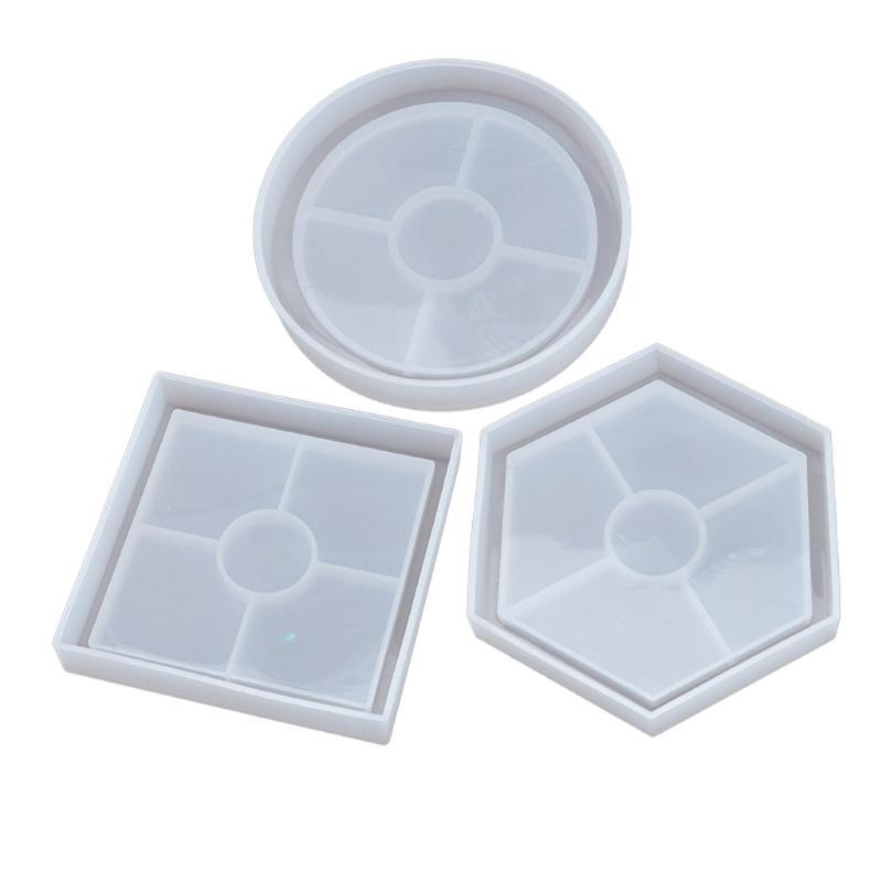 3Shapes Handmade Round Square Coaster Resin Mold Tea Mat Tray Coaster Epoxy Resin Silicone Casting Molds Art Craft Tool