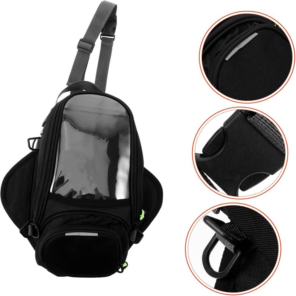 Black Waterproof Cloth Motorcycle Engine Bag Fuel Tank Bag Heavy Duty Gas Tank Pouch Rear Seat Bag Motorcycle