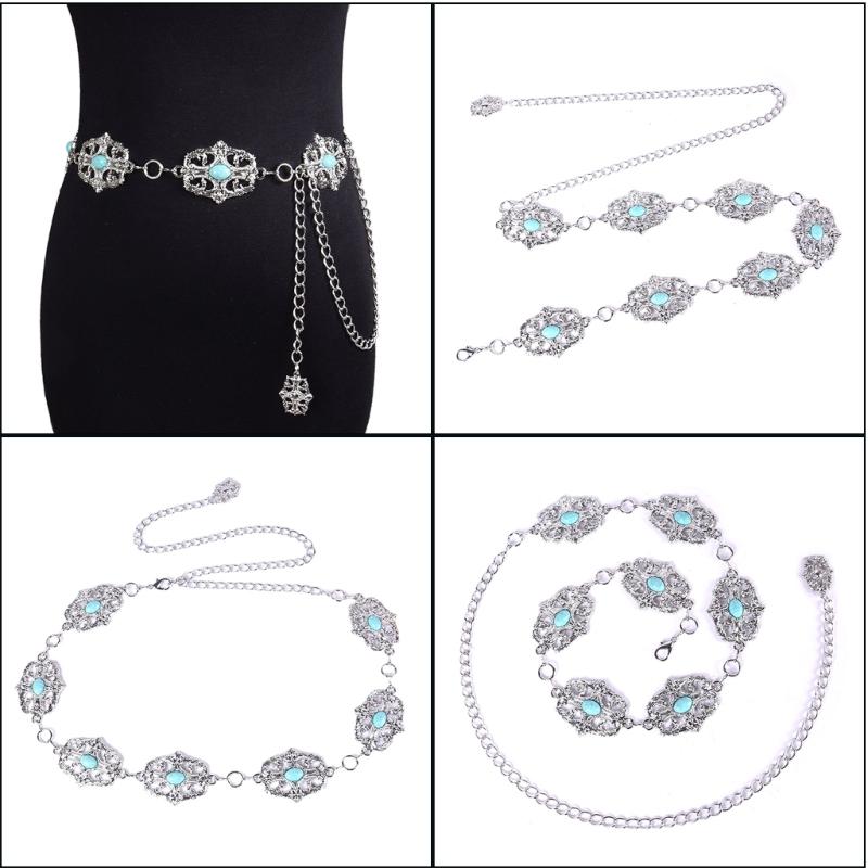 Adjustable Hollow Metal Waist Chain for Women Girls Elegant Baroque Style Belt Accessory Lightweight 60-90cm Length