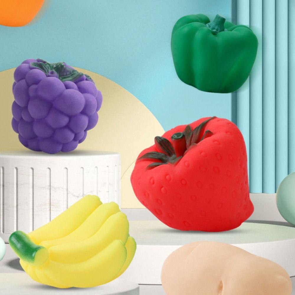 Kneading Vegetable Baby Bath Toys Sound Fruit Play Water Bath Toy  Children Adult