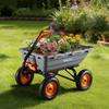 Garden Dump Cart, 680kg Poly Dump Cart, Garden Carts Dumps Wagon with 90° Quick-Dumps Mechanism, Adjustable Handle, 270° Flexible Rotating Bearings,