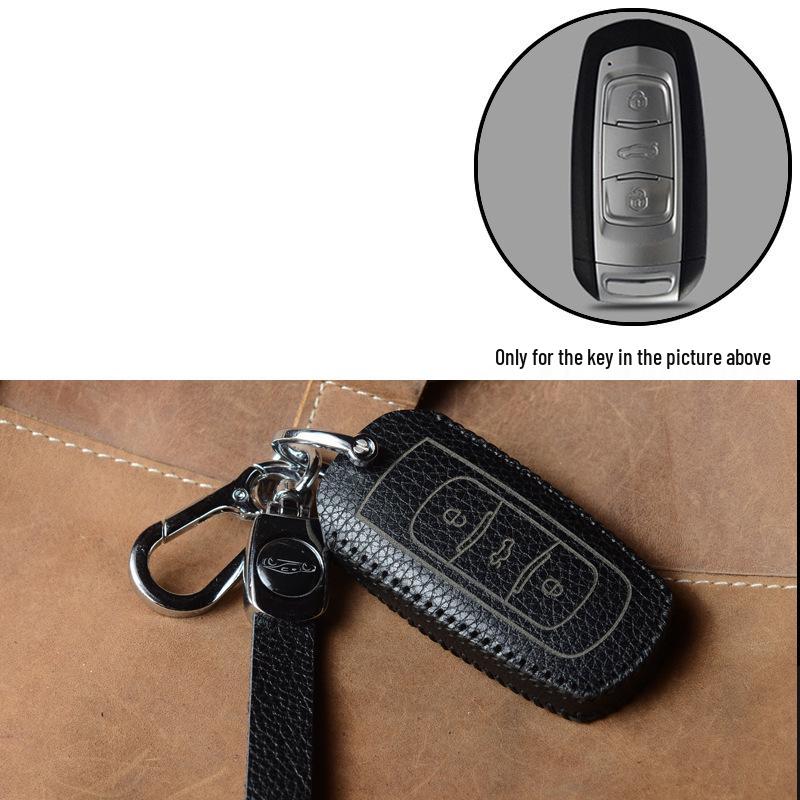 Key Case Protection Cover for Geely Models: New Emgrand GS, GL, Boyue, Vision X6/X3, S1, Borui, EC7 - Cowhide with Buckle.