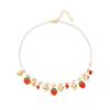 Playful Cherry Strawberry Heart Pendant Necklace With Margarite Details Flexible Chain Design Ideal For Layering