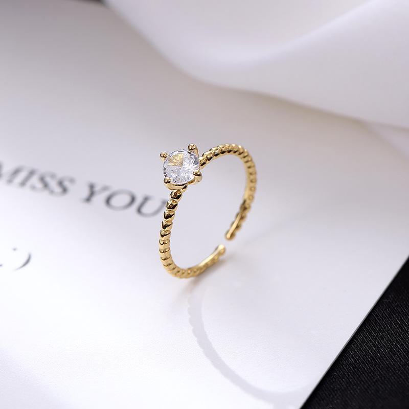 

Кольцо Banyan Tree S925 Silver Geometric Zircon с регулируемым открытым сечением для женщин RS996 золотой