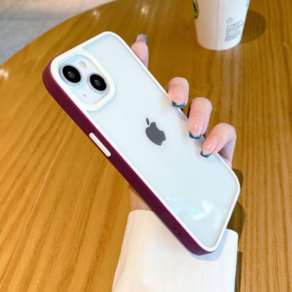 Applicable To Iphone16ProMax Acrylic Phone Case Two Color Youdun 15 Transparent Apple 14 Creative Contrast Color Set