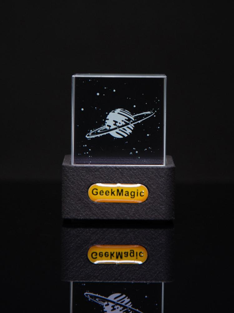 Crystal Cube Photo Display Holographic Desktop Mini Smart WIFI Weather Station Clock with GIF Animations for Desktop Decor