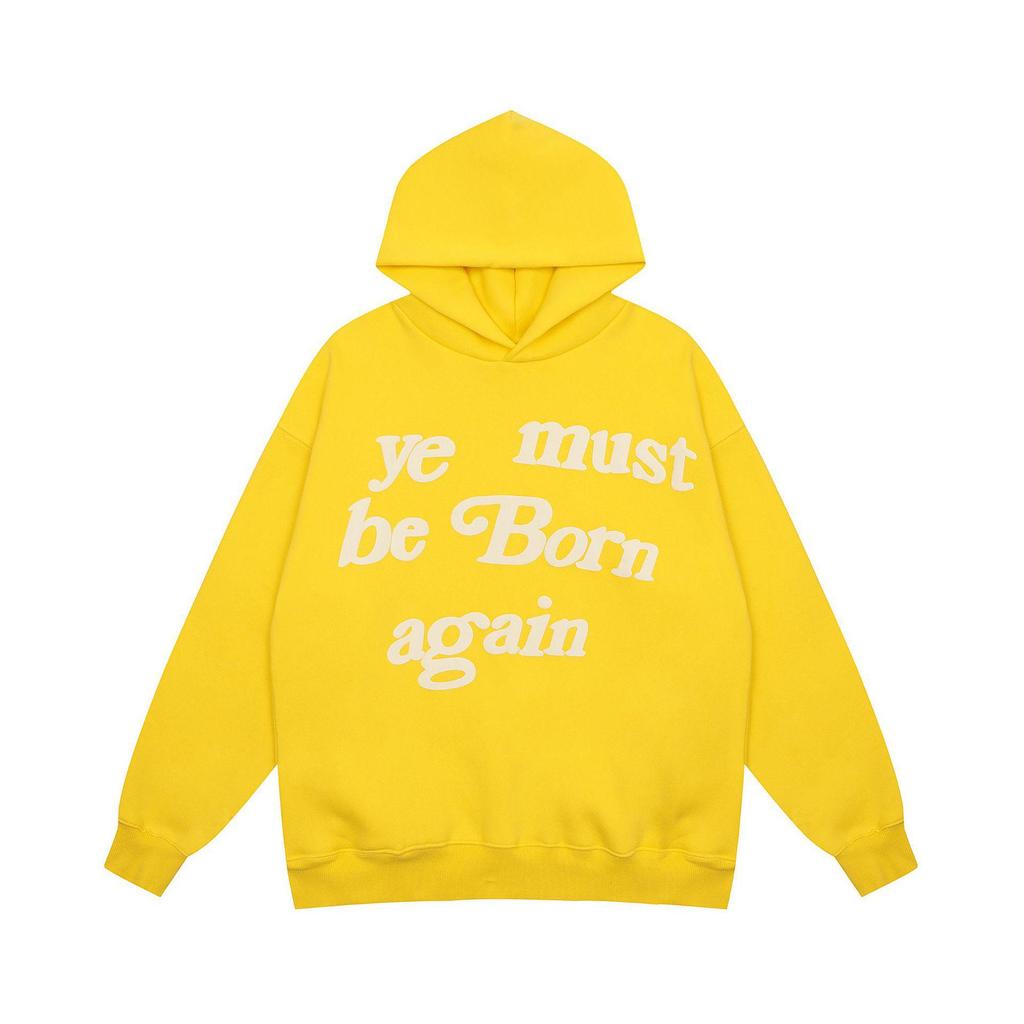 Kanye Style 'Ye Must Be Born Again' Foam Letter Velvet Hoodie