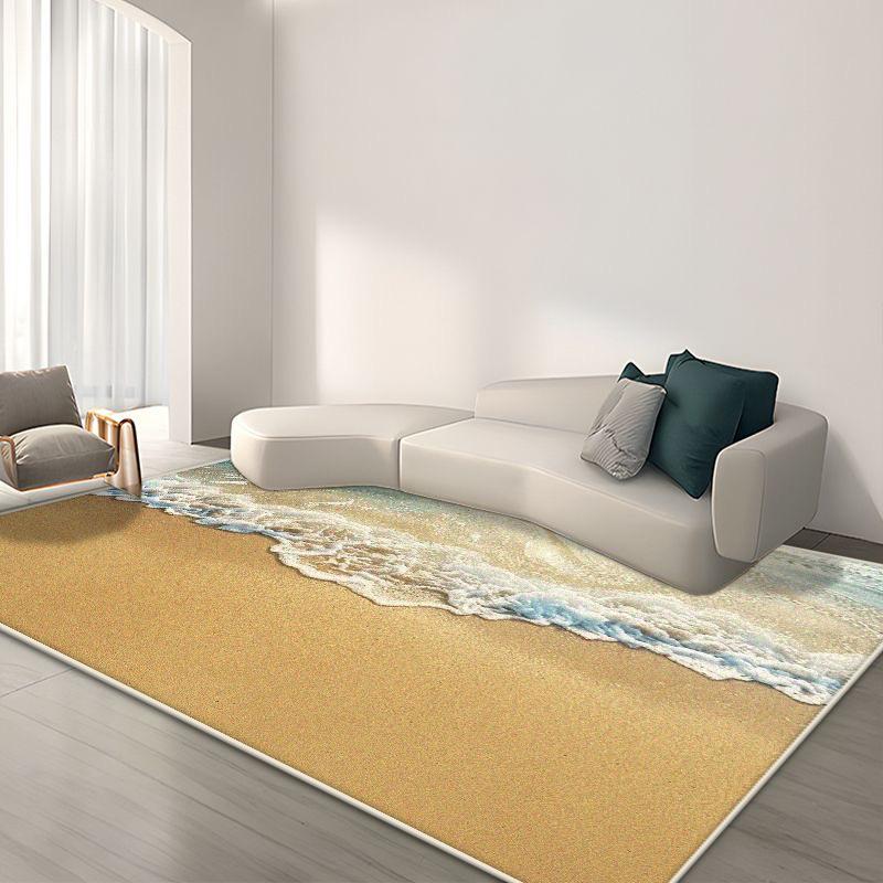 Modern Decoration Large Living Room Rugs 3D Coast Pattern Bedroom Bedside Easy Clean Carpet Lounge Non-slip Washable Mat Outdoor
