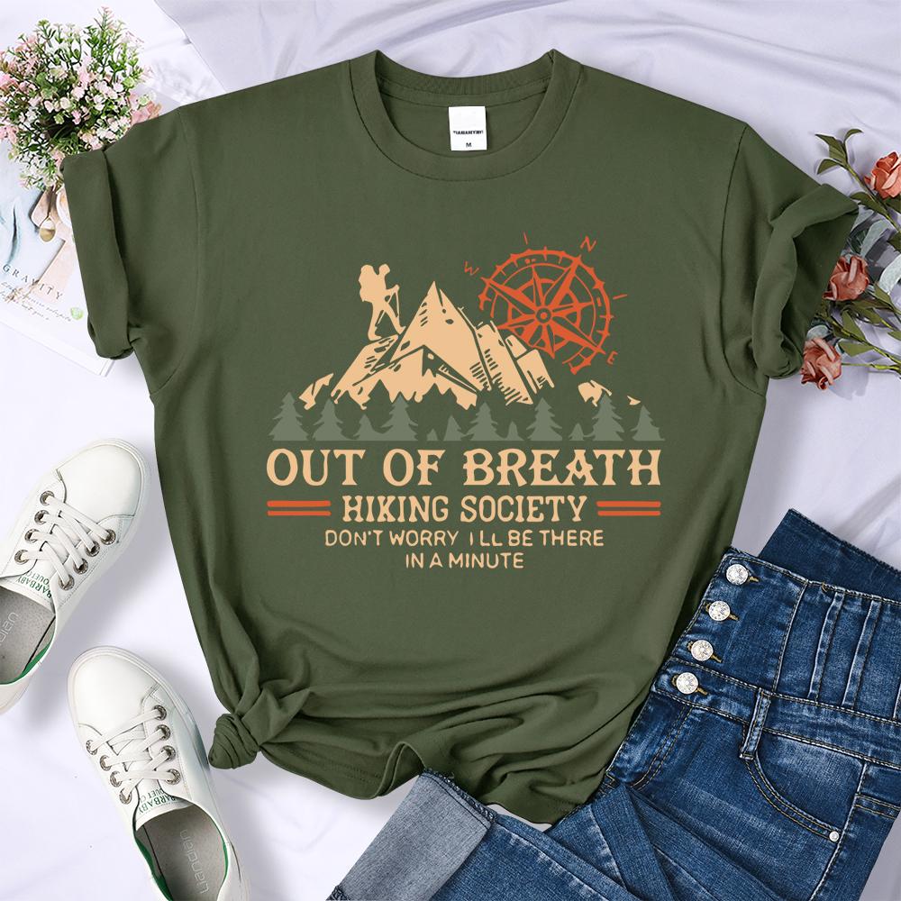 

Hiking Society Printing T Shirt Female Summer Fashion Loose Clothes All-Match Street Breathable Short Sleeve Casual Woman Top L