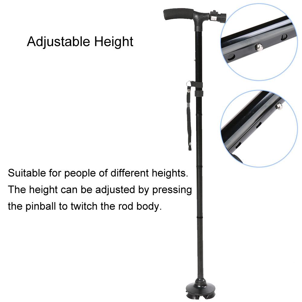 Foldable LED Safety Walking Stick Height Adjustable Magic Cane for Old Man