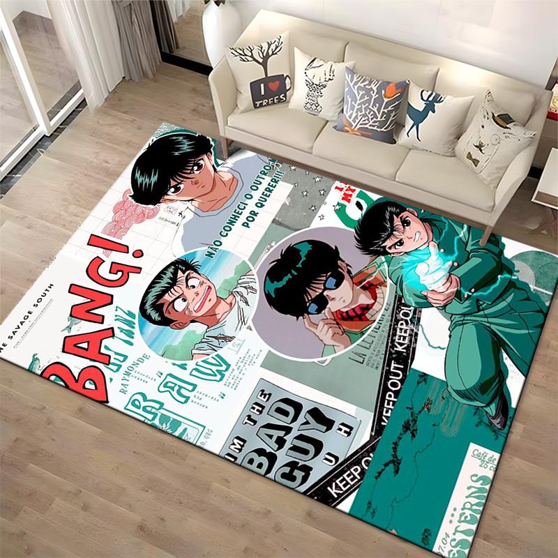 "Anime Style Carpet with Manga Characters and Dynamic Design Print" Suitable for use as an anti-slip for living room bedroom sofas