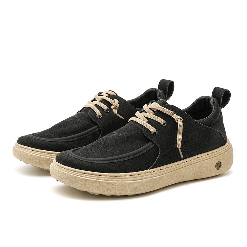 Men's Light Luxury Casual Slip-On Sneakers with Thick Sole and Wide Toe for Autumn