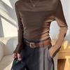 New Half-turtleneck Lace Base Autumn Fashionable Slim Long-sleeved Top