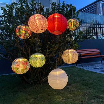 8Inch IP55 Waterproof LED Solar Lantern Lamp Hanging Light for Outdoor Yard Festival Celebration Party Garden Decoration Lamp