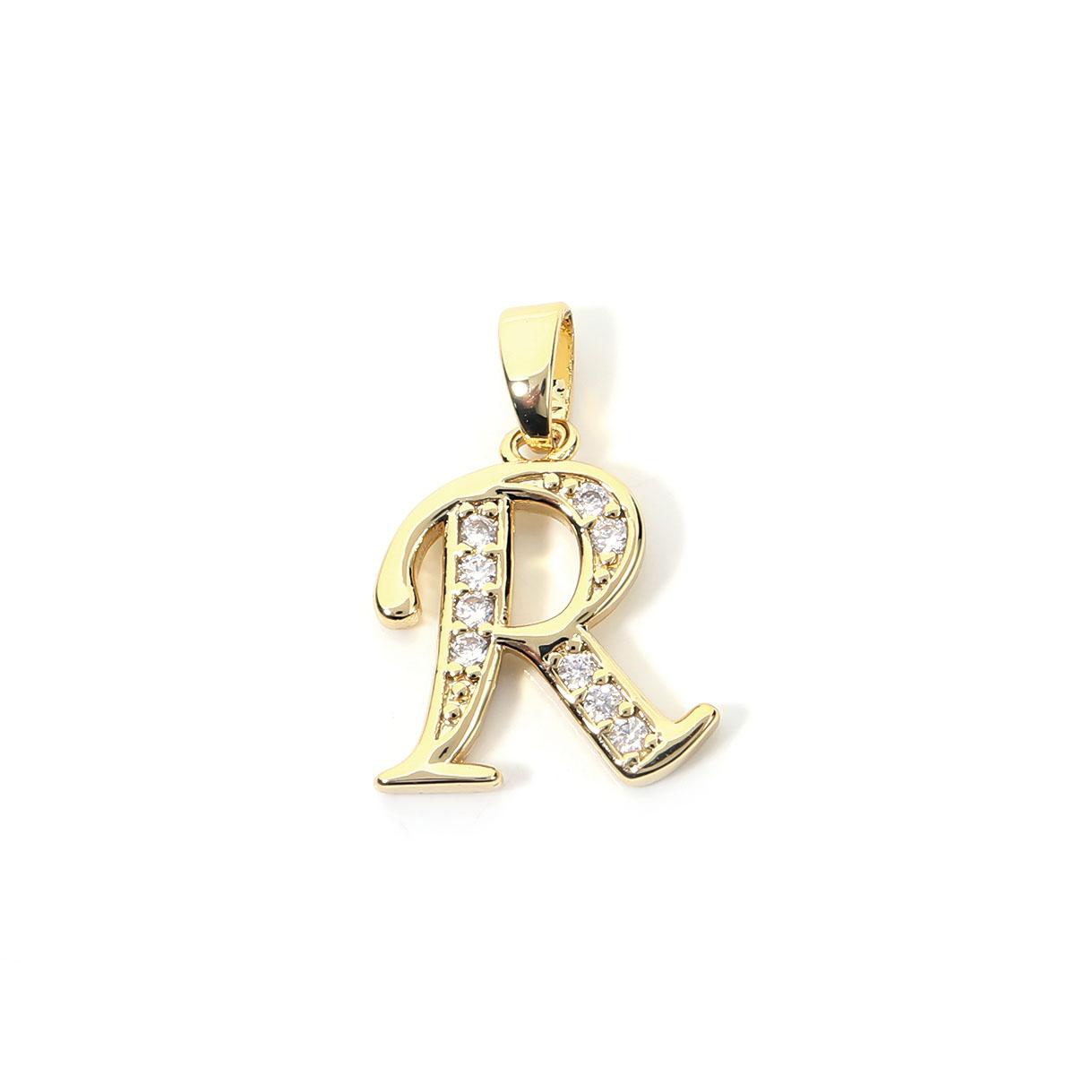 Fashion Gold Plated Letter Charms Alphabet A-Z Zircon Metal Letter Pendants For Jewelry Making DIY Bracelet Necklace Accessories