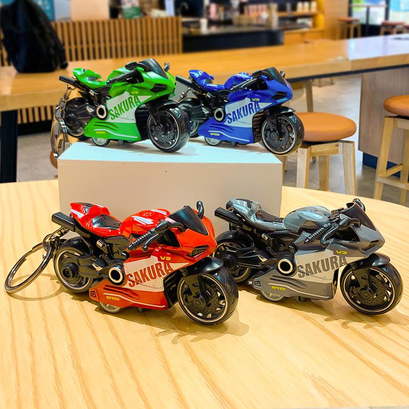 Cool Mini Motorcycle Harley Pull Back Car Car Keychain Couple Schoolbag Pendant Creative Small Gift