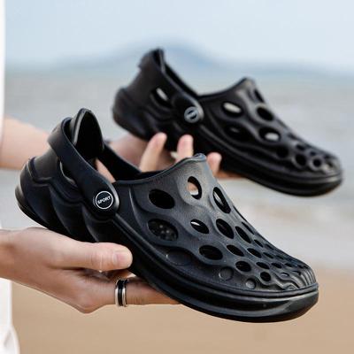 Couple Trend Non-Slip Hollow Slippers Men'S Sports Outdoor Non-Slip Beach Shoes Platform Casual Hole Shoes