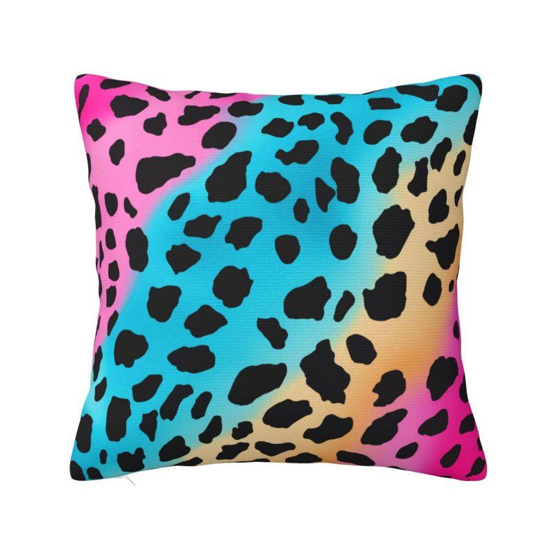 Colofrul Rainbow Leopard Throw Pillow Case Home Decorative Modern Cushions Cover For Sofa Chair Square Polyester Pillowcase