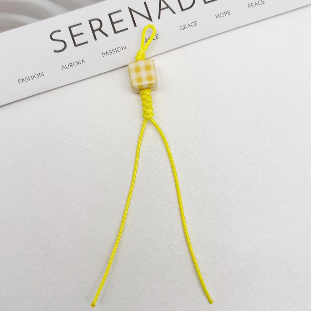 Colorful Plaid Woven Keychain & Bag Pendant Accessory Square Plaid Woven Rope светло-желтого