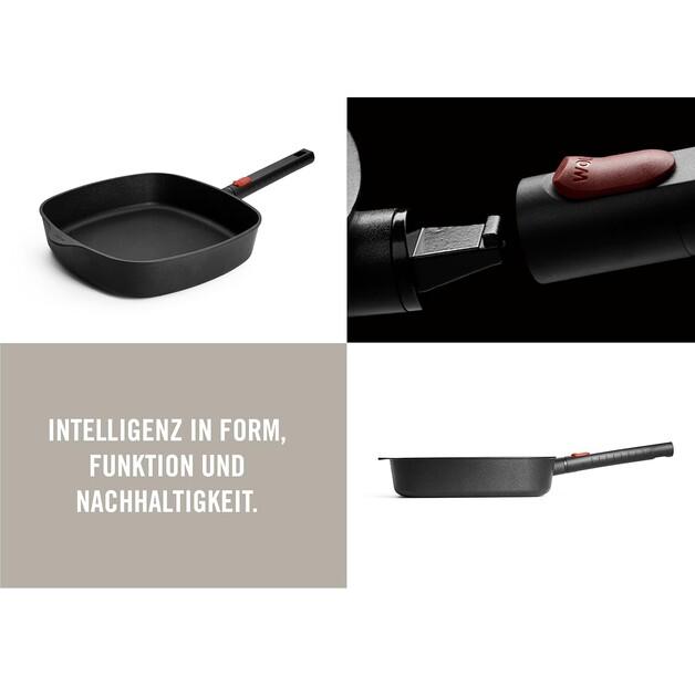 Сковорода квадратная чугунная Woll Eco Logic QXR 28x28 см, индукционная, съёмная ручка (1628LCI-Q)