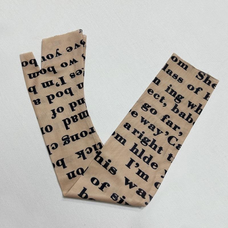 Tooxika Women's Round Neck Pullover Mesh Letter Print Sexy See-through T-shirt