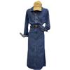 2024 Spring Korean Retro Denim Waist-Slimming Dark Blue Dress