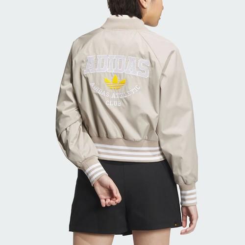 Adidas Originals Retro Pilot Sports Letter Jacket for Women, Beige