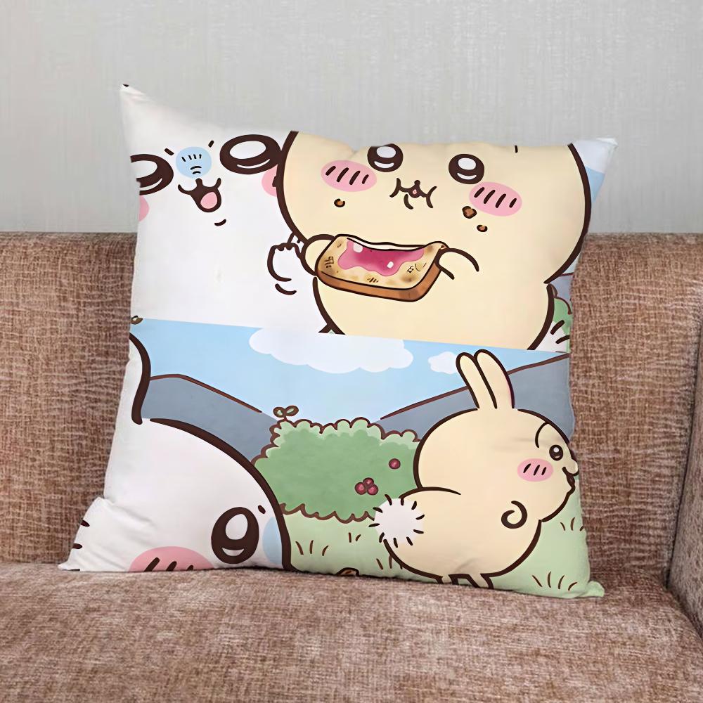 CartoonC-Chiikawas-Cute Pillow Case For Home Bedroom Car Office Decoration Living Room Sofa Cushion Cover Suitable
