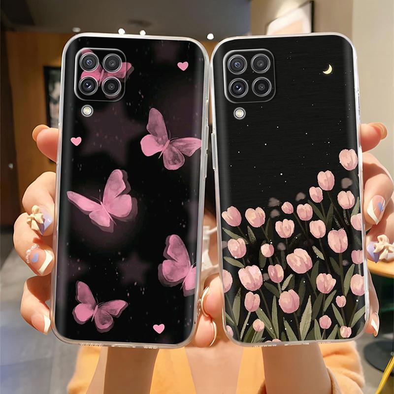 Phone Case for Samsung A12 Cases Fashion Butterfly Soft Clear Silicone Back Cover For Galaxy A12 4G 5G Funda Protection Bumper