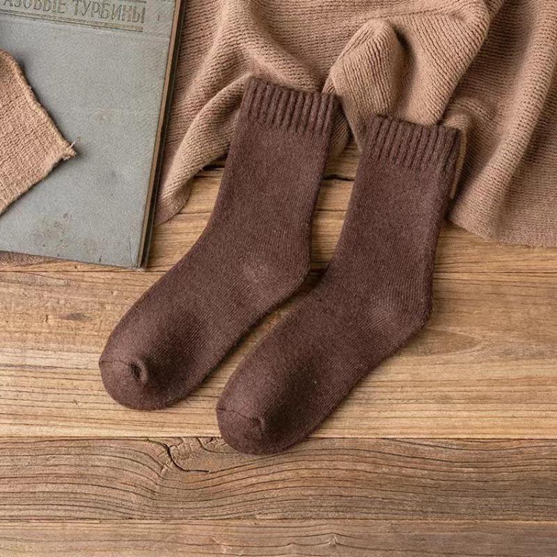 

Мужские осенне-зимние толстые шерстяные носки-гольфы, устойчивые к холоду, теплые, однотонные 1 pair кофейный