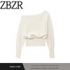 Za Autumn New Arrivals Women's Clothing Zr European and American Style Foreign Trade Fashion Off-Shoulder Loose Slim Fit One-Shoulder Base Sweater
