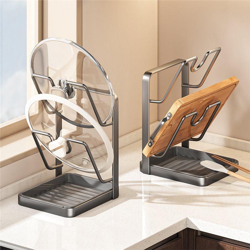 Multi-Functional Kitchen Storage Rack For Pot Covers, Spatulas, And Cutting Boards