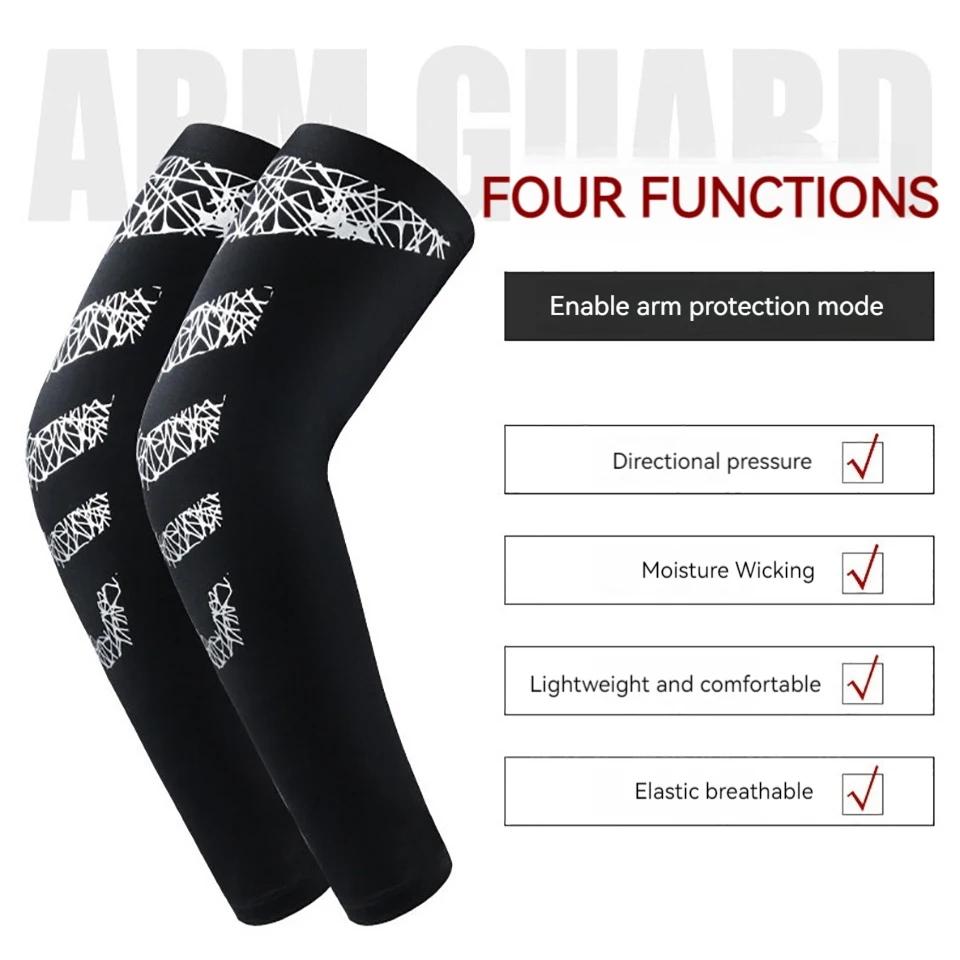 Loogdeel Sports Arm Sleeve Silicone Anti Slip High Elastic Compression Sun Protection for Basketball Tennis Fitness