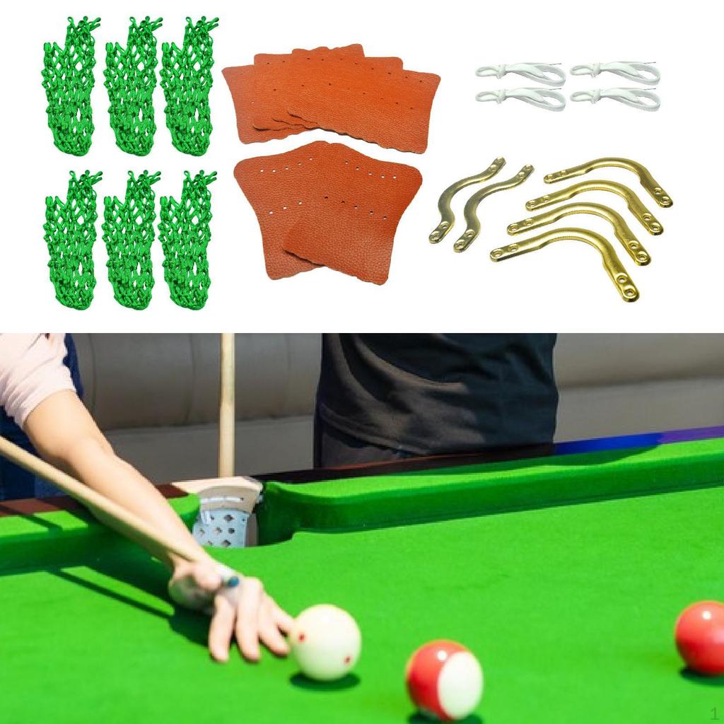 6 Stück Billard-Pooltischtaschen PU 4 Ecken und 2 Seiten