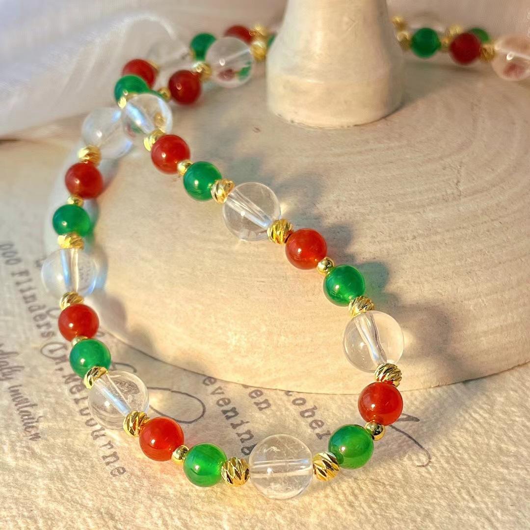 

Vintage High Quality Natural White Crystal Chalcedony Chalcedony Contrasting Color Collarbone Chain Atmosphere Necklace