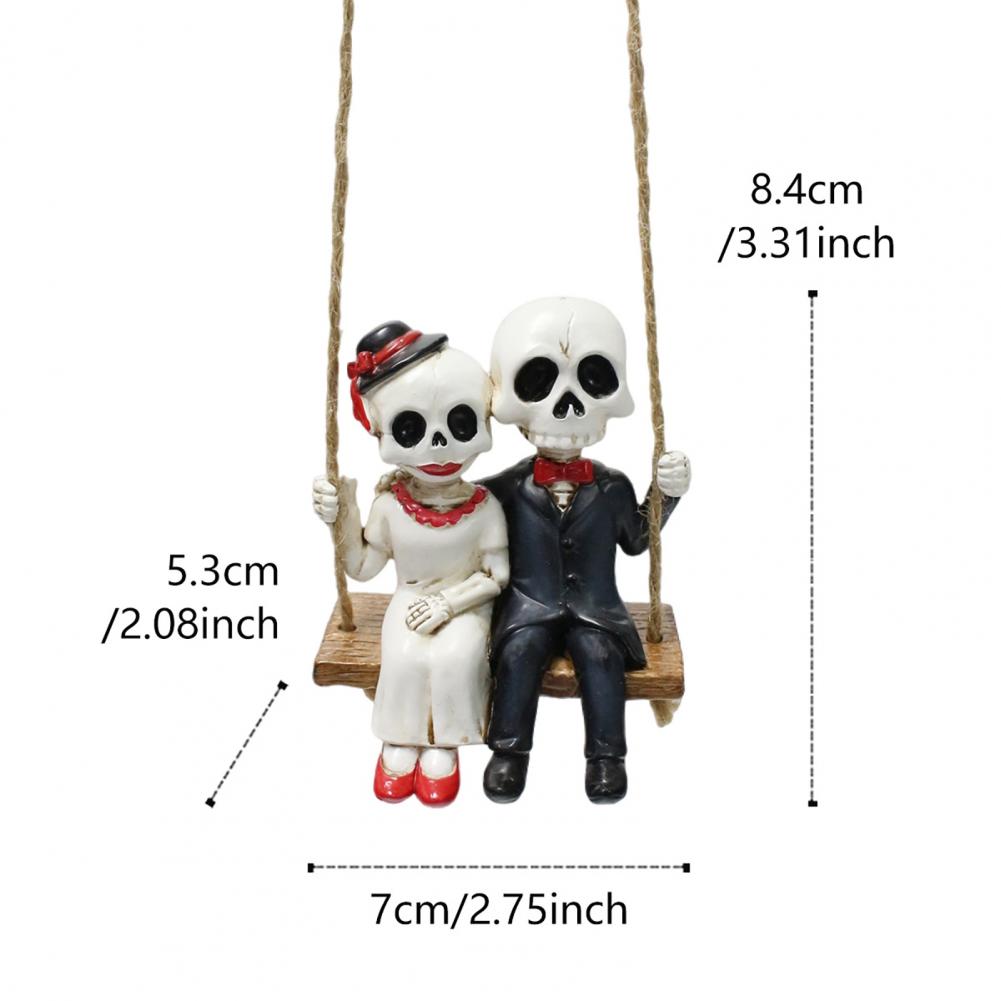 Halloween Skeleton Decoration Hanging Skeleton Decor Skeleton Couple Swing Figurine for Car Rearview Mirror Halloween Decor