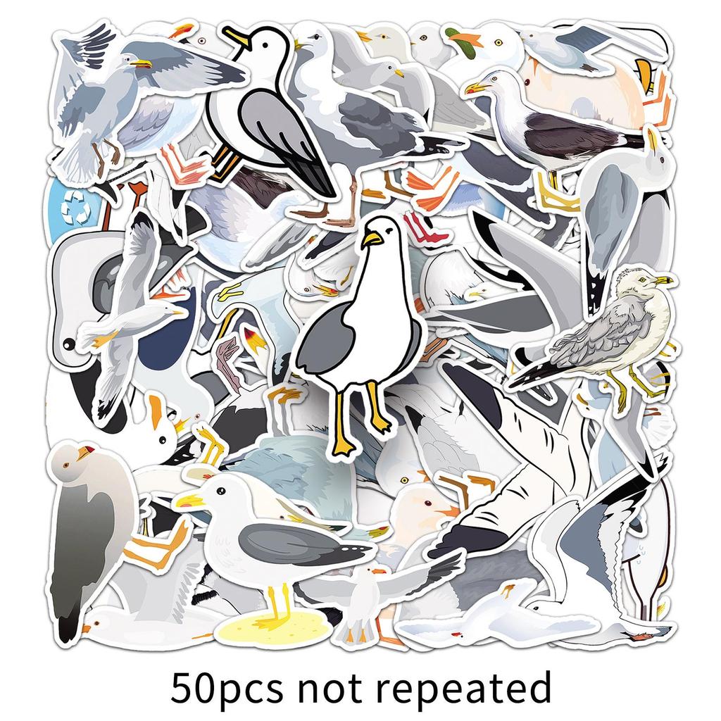 50 Seagull Stickers: Cute Q Version Small Birds & Animals for Journals, Laptops & Decoration