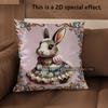 2D Cute Dressed Rabbits Pillow Covers For Home Pattern Cushion Cover Suitable For Sofa Bedroom Car Pillow Cover