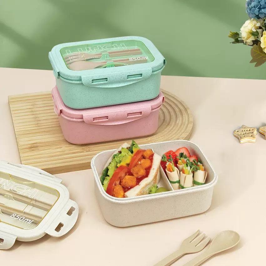 1pc Wheat Straw Lunch Box Healthy BPA Free Bento Boxes Microwave Dinnerware Food Storage Container Lunch Box for Kids