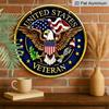 2D Flat, 1pc Patriotic American Veteran Round Aluminum Sign, with US Flag and Eagle Design Retro Wall Art, Suitable for 4th of July, Memrial Day