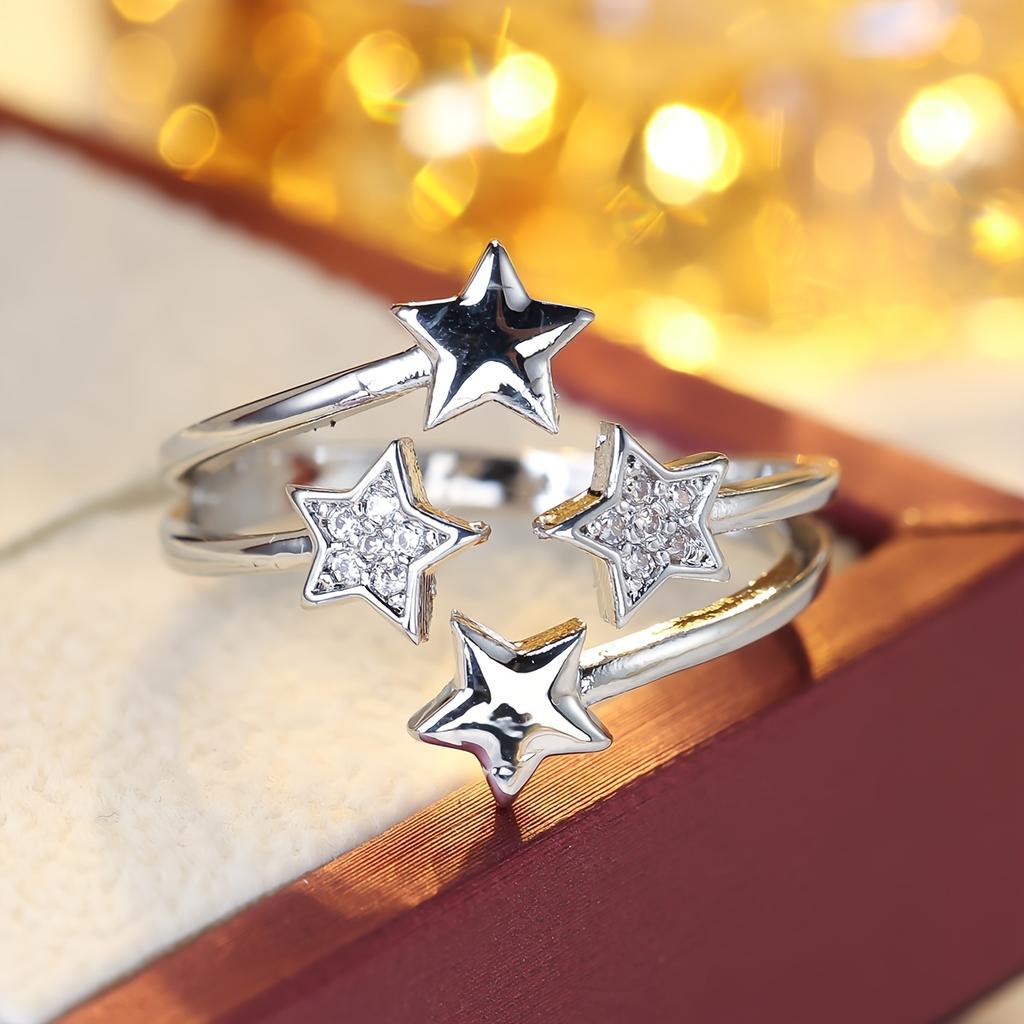 Korean-style New Star Open Ring, Sweet Starry Sky Pentagram Ring
