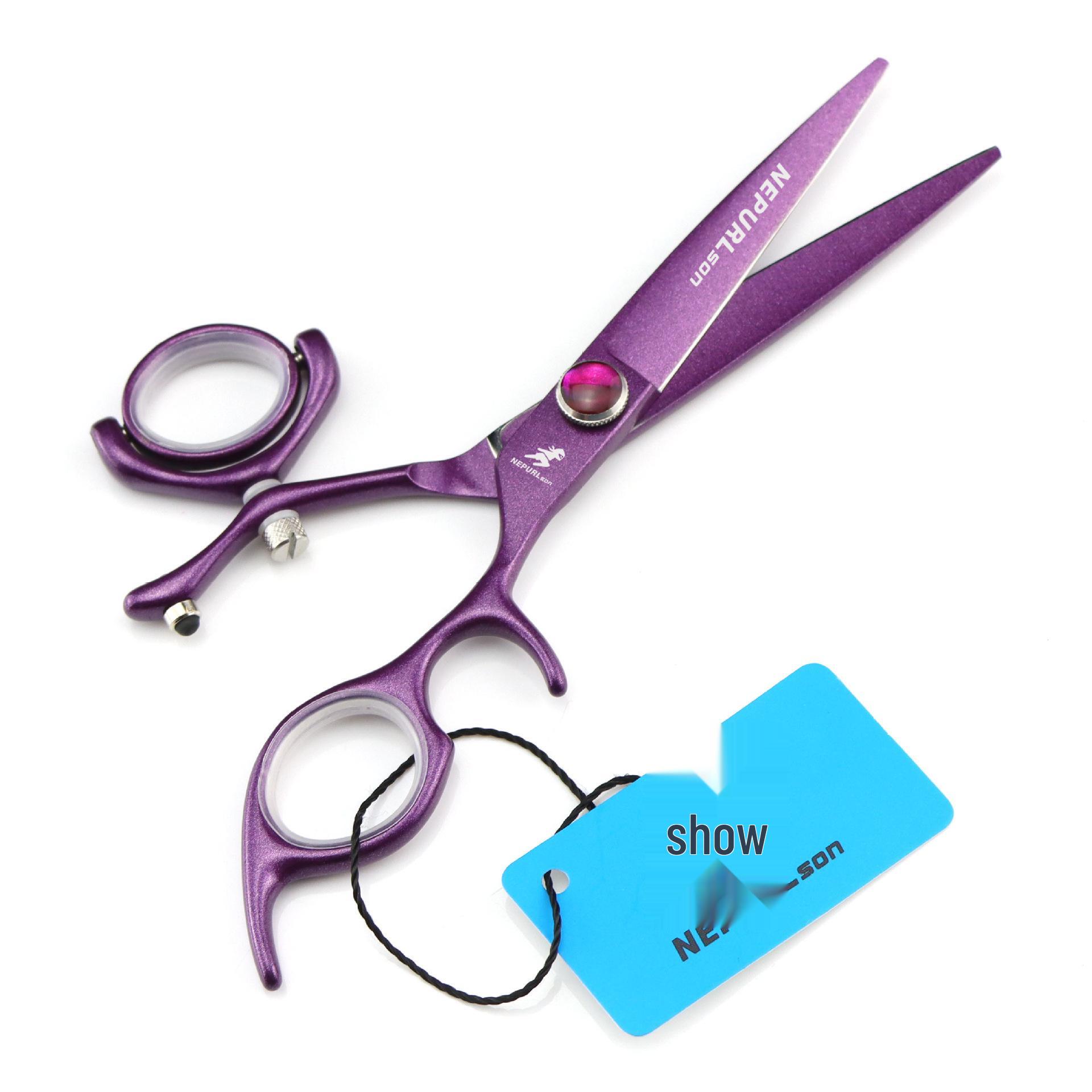 6.0 Purple NIPSON Hair Scissors with 360° Rotating Handle - Straight & Thinning