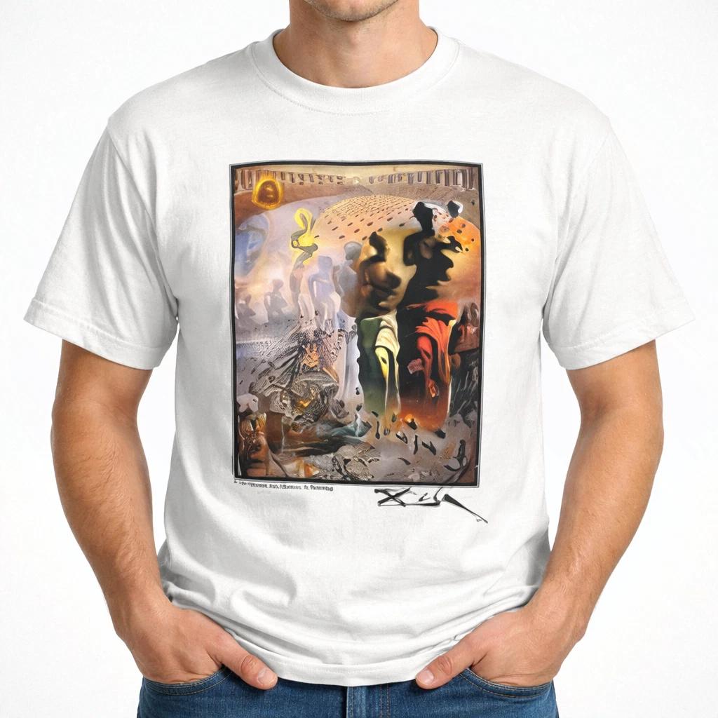 Vintage 90s Surreal Art Museum Graphic Tee White Retro T-Shirt Unisex S-3XL XXL