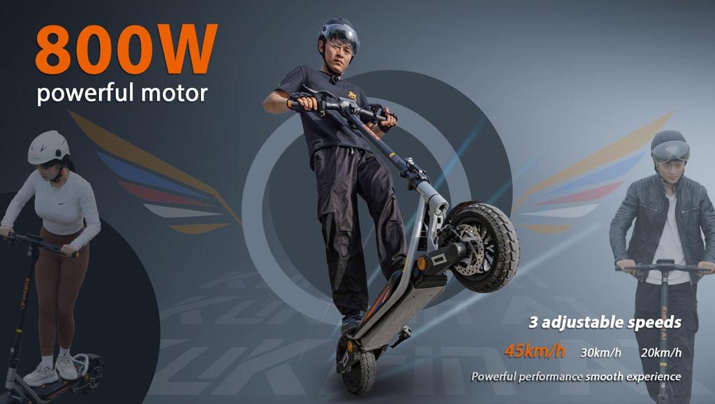 Foldable electric scooter Kukirin A1, 800W motor, 48V 13Ah battery, top speed 45km/h, cruising range 45km, 10-inch tires
