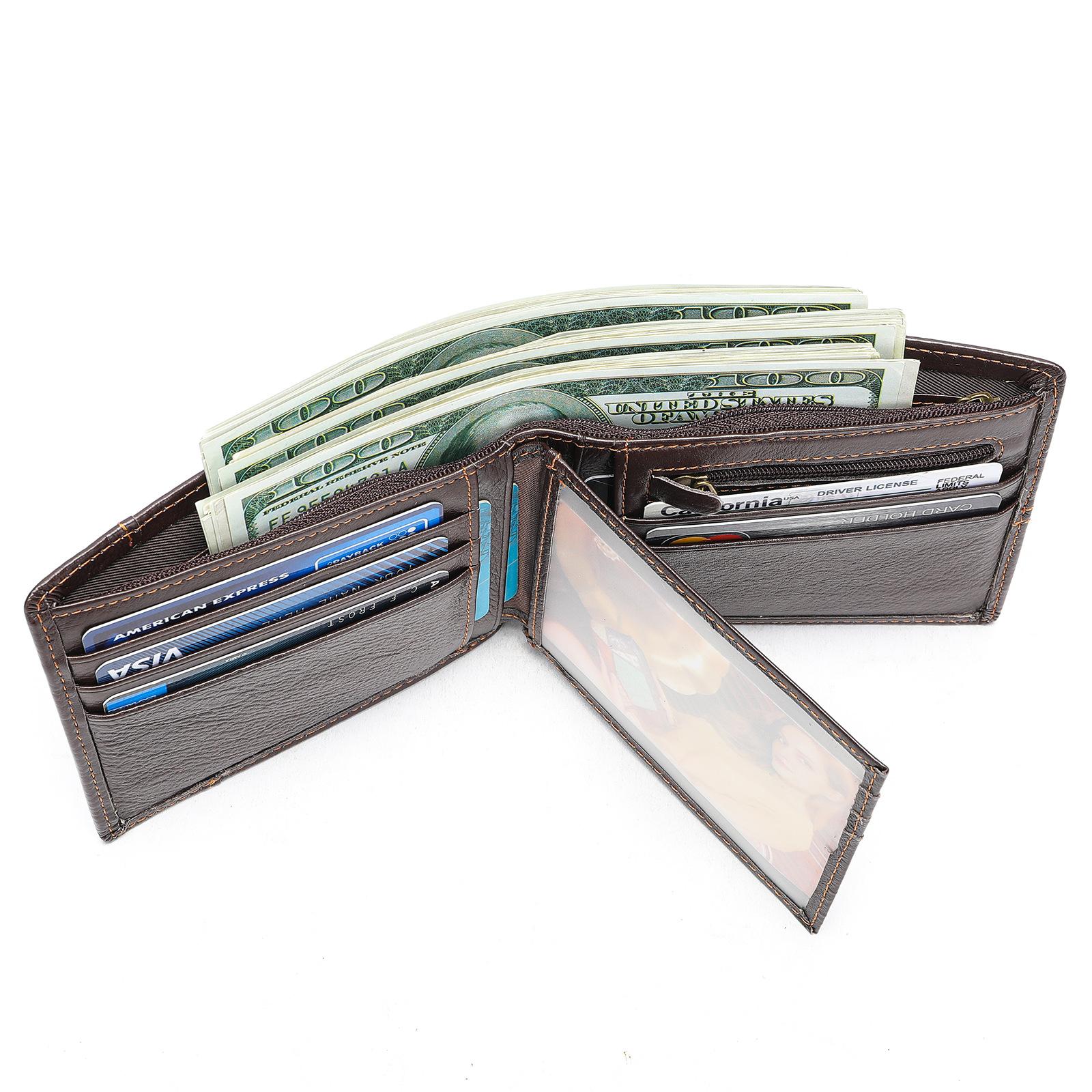 Кошелек из натуральной кожи с портмоне для монет RFID-кошелек для мужчин — фото 7