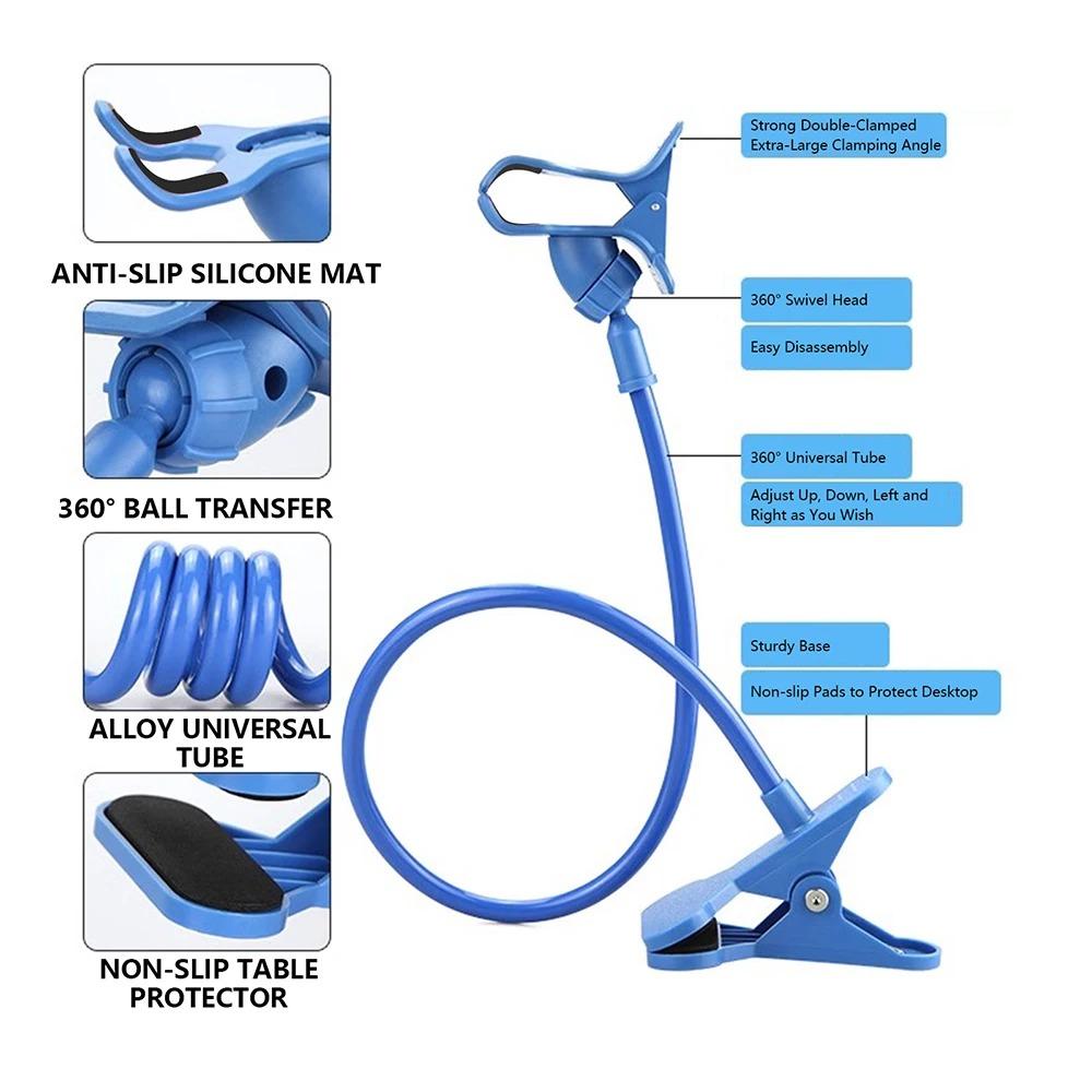 360 Clip Mobile Phone Holder Stand Portable Flexible Lazy Bed Desktop Bracket Smartphones Desk Bed Mount Stand Base Support 70cm