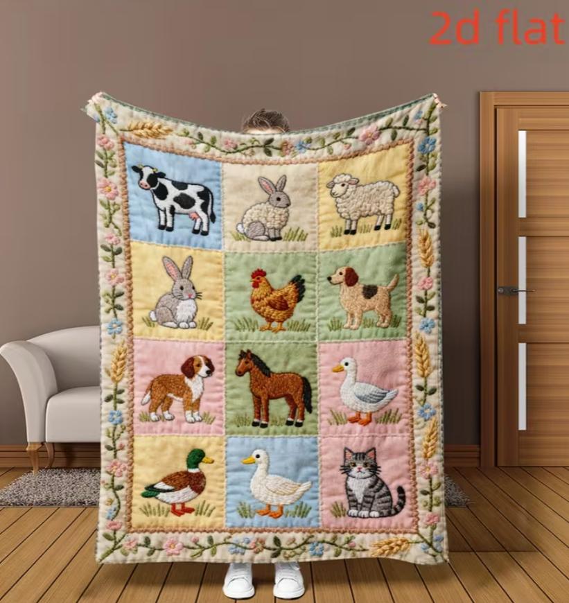 1pc Cute Kitten Flannel Blanket for Lunch Break Office Camping Home Decoration Blanket