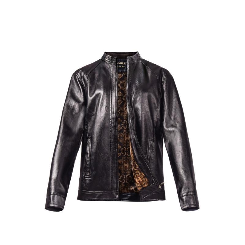 

Новая стильная кожаная куртка для мужчин среднего и пожилого возраста, приталенная мужская кожаная куртка из бархата, мужская кожаная куртка 62